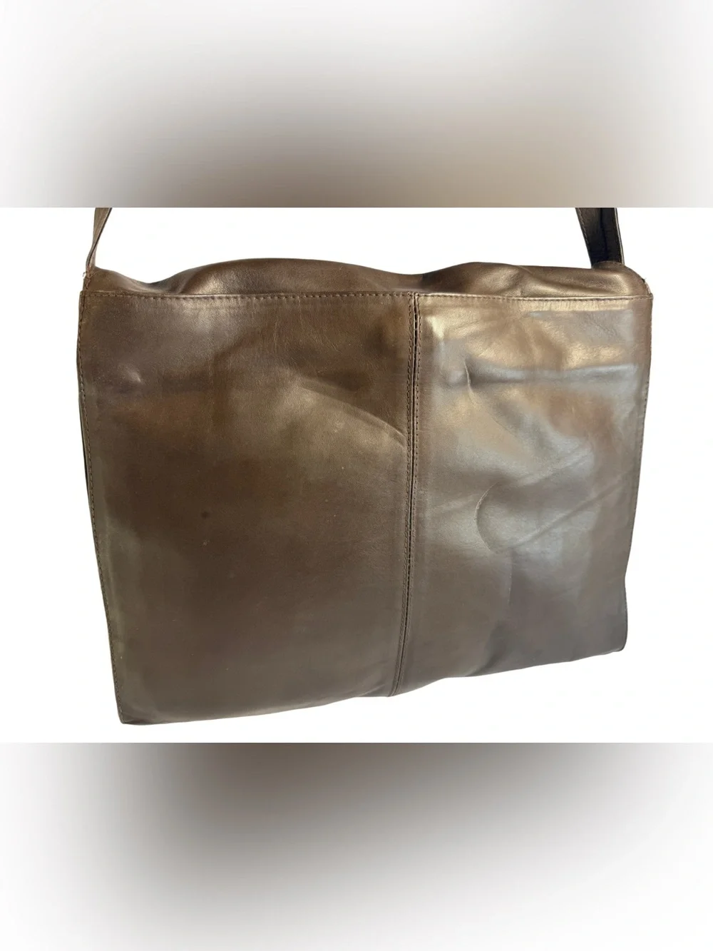 Kenneth Cole Brown Leather Messenger Bag - Casual Crossbody